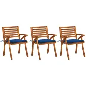 vidaXL Tuinstoelen met kussens, 3 stuks. Massief acaciahout