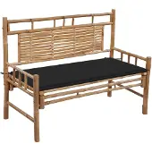 vidaXL Tuinbank met kussen, 120 cm, bamboe