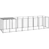 vidaXL Hondenkennel 4,84 m² staal zilverkleurig