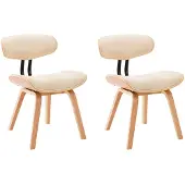 vidaXL Eetkamerstoelen 2 st gebogen hout en kunstleer crèmekleurig