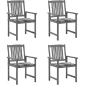 vidaXL Tuinstoelen 4 st met kussens massief acaciahout grijs