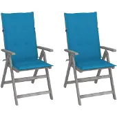 vidaXL Tuinstoelen 2 st verstelbaar met kussens massief acaciahout