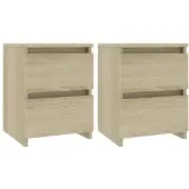vidaXL Nachtkastjes 2 st 30x30x40 cm bewerkt hout sonoma eikenkleurig
