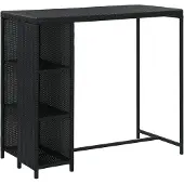 vidaXL Bartafel met plank, zwart, 120x60x110 cm, polyrotan