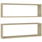 vidaXL Wandschappen kubus 2 st 80x15x26,5 cm bewerkt hout sonoma eiken