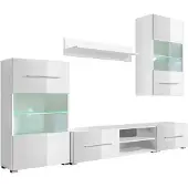 vidaXL Muurvitrine tv-meubel met LED-verlichting wit 5-delig