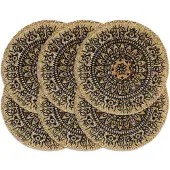 vidaXL Placemats 6 st rond 38 cm jute donkerblauw