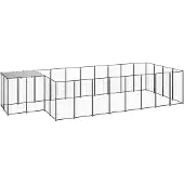 vidaXL Hondenkennel 10,89 m² staal zwart