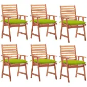 vidaXL Tuinstoelen 6 st met kussens massief acaciahout