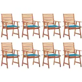 vidaXL Tuinstoelen 8 st met kussens massief acaciahout