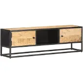 vidaXL Tv-meubel met bewerkte deur 130x30x40 cm ruw mangohout