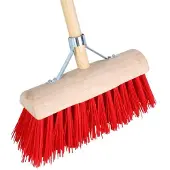 Talentools harde bezem halfrond rood - 31 cm - 140 cm steel