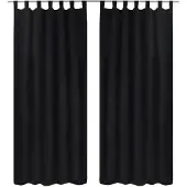 vidaXL Micro-Satijnen Gordijnen met Ringen 140 x 225 cm 2 stuks (Zwart)