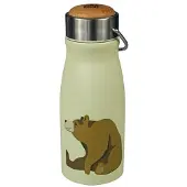The Zoo Collection - flask, thermosfles, roestvrij staal, dop bevat plastic / FSC-hout, brown bear, beer, mat, 300 ml