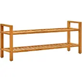 vidaXL Schoenenrek met 2 schappen 100x27x40 cm massief eikenhout