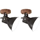 Möbelando vidaXL Wand- en plafondlamp, industriële stijl, 2 stuks, zwart, 20x25 cm, E27