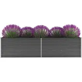vidaXL Plantenbak verhoogd 320x80x77 cm gegalvaniseerd staal grijs