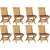 vidaXL Tuinstoelen 8 st met taupe kussens massief teakhout