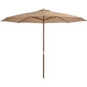 vidaXL Parasol met houten paal 350 cm taupe