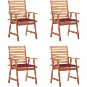 vidaXL Tuinstoelen, set van 4, met kussens, gemaakt van massief acaciahout