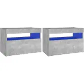 vidaXL Nachtkastjes 2 st met LED-verlichting 60x35x40 cm betongrijs