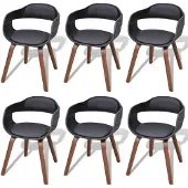 vidaXL Eetkamerstoelen 6 st gebogen hout en kunstleer zwart