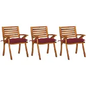 vidaXL Tuinstoelen 3 st met kussens massief acaciahout