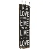 vidaXL Wandkapstok met 6 haken LOVE LIVE 120x40 cm