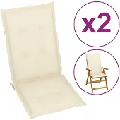 vidaXL Tuinstoelkussens 6 st hoge rug 120x50x3 cm stof crèmekleurig