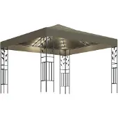 vidaXL Prieel met LED-lichtslinger 3x3 m taupe