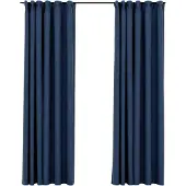 vidaXL Gordijnen linnen-look verduisterend haken 2 st 140x245 cm blauw