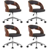 vidaXL Eetkamerstoelen 4 st draaibaar gebogen hout en kunstleer zwart