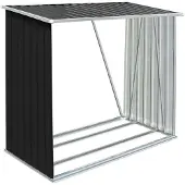 vidaXL Haardhoutschuur 163x83x154 cm gegalvaniseerd staal antraciet