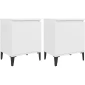 vidaXL Nachtkastjes met metalen poten 40x30x50 cm wit