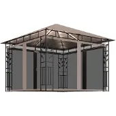 vidaXL Paviljoen met muggengaas en LED-lichtketting, 3x3x2,73 m, taupekleurig