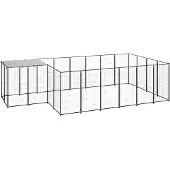 vidaXL Hondenkennel 8,47 m² staal zwart