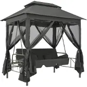 vidaXL Schommelbank voor buiten met dak 220x160x240 cm staal antraciet
