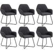 vidaXL Eetkamerstoelen 6 st stof zwart