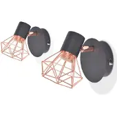 vidaXL Wandlamp E14 zwart en koper 2 st