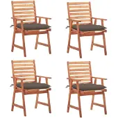 vidaXL Tuinstoelen, set van 4, met kussens, gemaakt van massief acaciahout