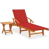 vidaXL Tuinstoel met tafel en kussen, massief acaciahout