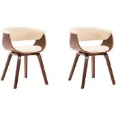 vidaXL Eetkamerstoelen 2 st gebogen hout en kunstleer crèmekleurig