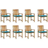 vidaXL Tuinstoelen met kussens, 8 stuks, massief acaciahout