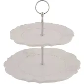 Clayre & Eef etagère ø 25x23 cm - wit - keramiek
