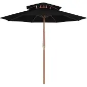 vidaXL Parasol dubbeldekker met houten paal 270 cm zwart