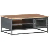 vidaXL Salontafel 90x50x35 cm massief acaciahout grijs