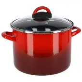 Blokker Rvs Rode Kookpan/soeppan Met Glazen Deksel 22 Cm 9 Liter - Kookpannen