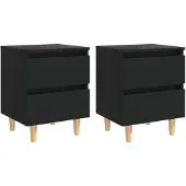 vidaXL Nachtkastjes 2 st met grenenhouten poten 40x35x50 cm zwart