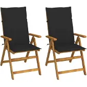 vidaXL : 2 verstelbare klapstoelen met kussens, gemaakt van massief acaciahout