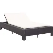 vidaXL Ligbed met kussen 2-persoons poly rattan zwart
